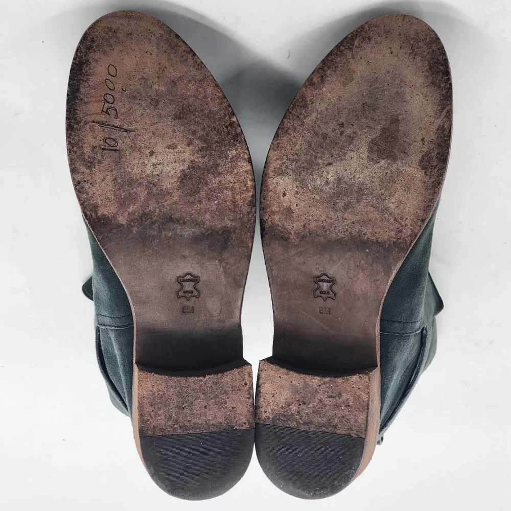 TORY BURCH Riley Mid Buckle Suede‎ Ankle Boots & Booties Size 8 Dark Green